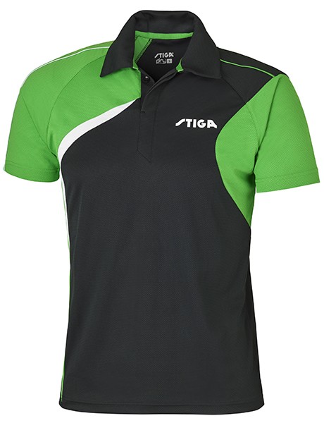 Stiga Shirt Voyage Uniszex Poló Black/Green/White Stiga Shirt Voyage Uniszex Poló Black/Green/White