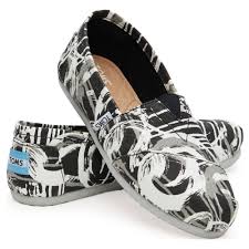 Toms Classic Black Grey Canvas Paint női cipő